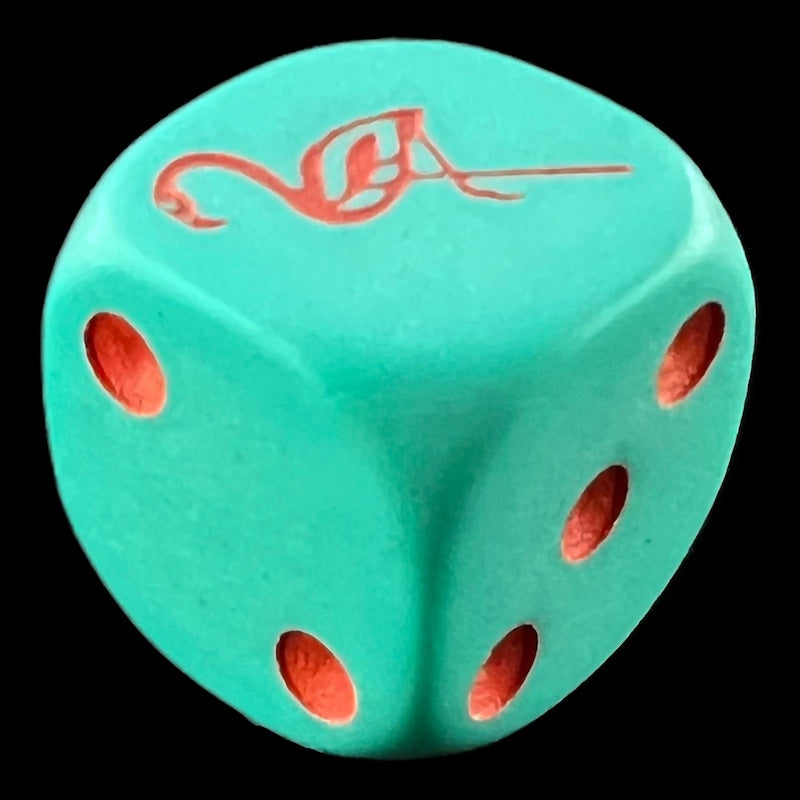 Koplow Opaque Aqua & Pink Flamingo Animal Logo D6 Spot Dice