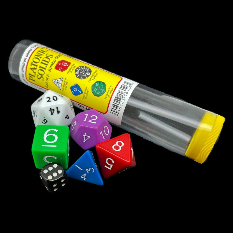 Koplow Opaque Platonic Solids JUMBO 5 x Polyhedral Dice Set