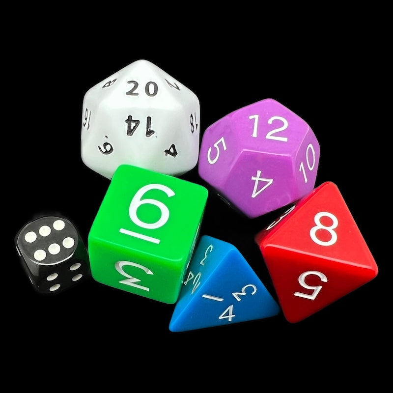 Koplow Opaque Platonic Solids JUMBO 5 x Polyhedral Dice Set