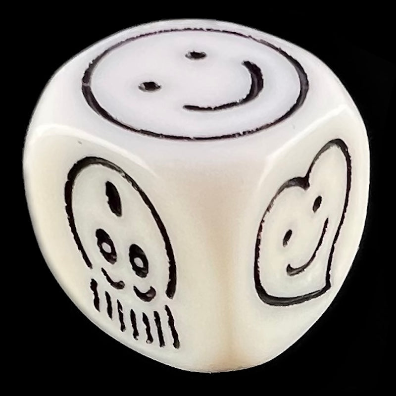 Koplow Opaque White Expressions Smiley Face D6 Dice