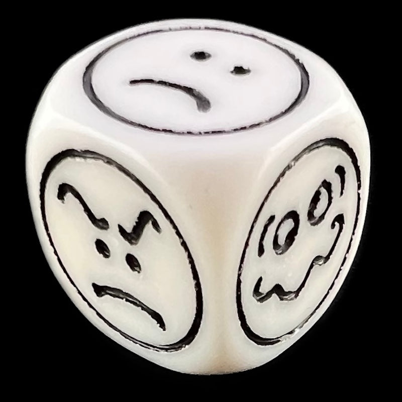 Koplow Opaque White Expressions Smiley Face D6 Dice