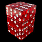 Koplow Transparent Red Square Cornered 12 x D6 Dice Set