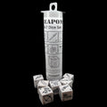 Koplow Opaque White Weapons 7 x D6 Dice Set