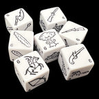 Koplow Opaque White Weapons 7 x D6 Dice Set