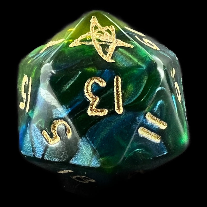 Pegasus Spiel Arma Cthulhiana - Elder Sign Logo Green D20 Dice OOP