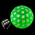 TDSO Bright Gem Emerald & White HUGE 45mm D100 Dice