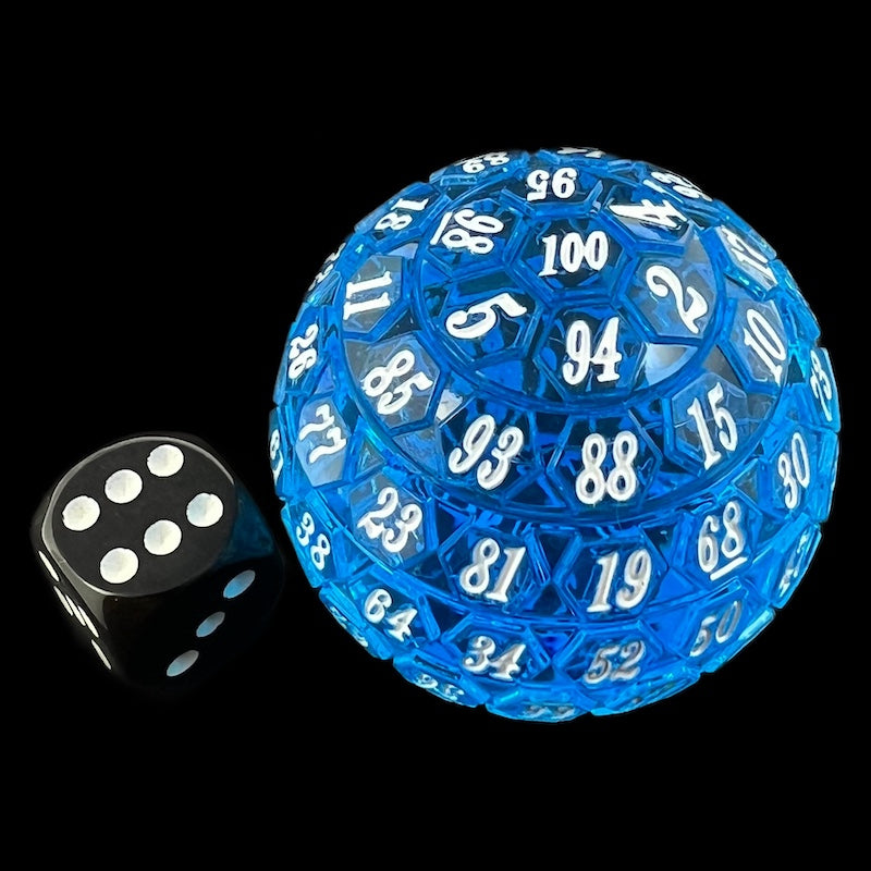 TDSO Bright Gem Sapphire & White HUGE 45mm D100 Dice