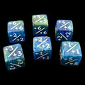 TDSO Pearl Swirl Blue & Yellow Positive Counter 6 x D6 Dice Set