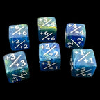 TDSO Pearl Swirl Blue & Yellow Positive Counter 6 x D6 Dice Set