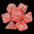 TDSO Eldritch Swirl Red & White Roman Numeral 7 Dice Polyset