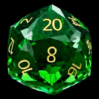 TDSO Faceted Zircon Glass Emerald & Gold D20 Dice