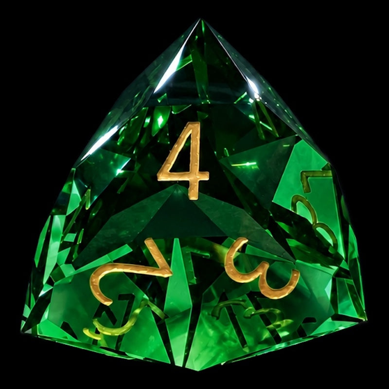 TDSO Faceted Zircon Glass Emerald & Gold D4 Dice