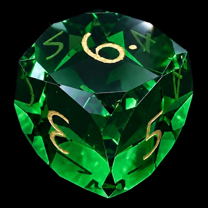 TDSO Faceted Zircon Glass Emerald & Gold D6 Dice