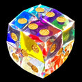 TDSO Faceted Zircon Glass Rainbow & Gold D6 Dice