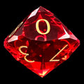 TDSO Faceted Zircon Glass Ruby & Gold D10 Dice