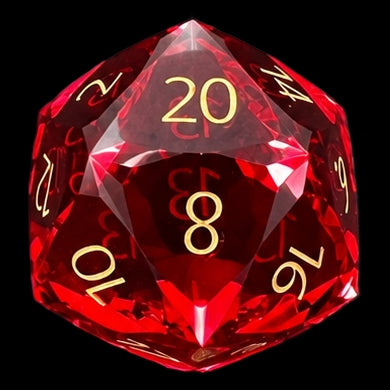TDSO Faceted Zircon Glass Ruby & Gold 7 Dice Polyset In Padded Case