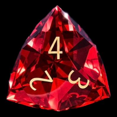 TDSO Faceted Zircon Glass Ruby & Gold D4 Dice