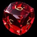 TDSO Faceted Zircon Glass Ruby & Gold D6 Dice