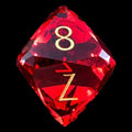 TDSO Faceted Zircon Glass Ruby & Gold D8 Dice