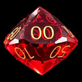 TDSO Faceted Zircon Glass Ruby & Gold Percentile Dice