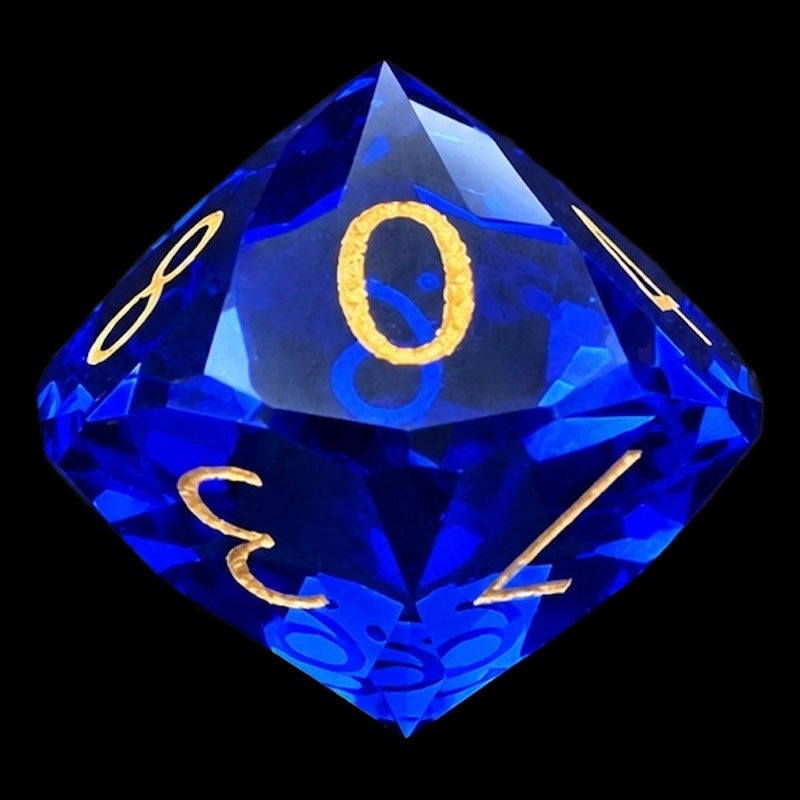 TDSO Faceted Zircon Glass Sapphire & Gold D10 Dice