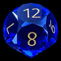 TDSO Faceted Zircon Glass Sapphire & Gold D12 Dice