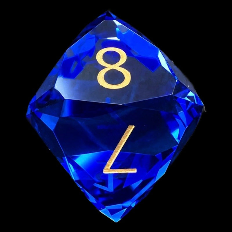 TDSO Faceted Zircon Glass Sapphire & Gold D8 Dice