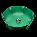TDSO Folding Green Round Leatherette Folding Dice Tray