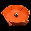 TDSO Folding Orange Round Leatherette Folding Dice Tray