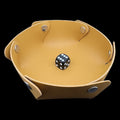 TDSO Folding Yellow Round Leatherette Folding Dice Tray