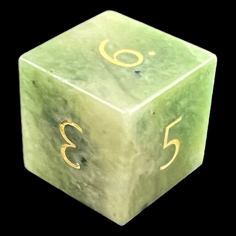 TDSO Gemstone Jade Xinjiang & Gold D6 Dice