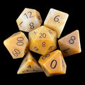 TDSO Gemstone Jade Yellow & Black 7 Dice Polyset In Padded Case