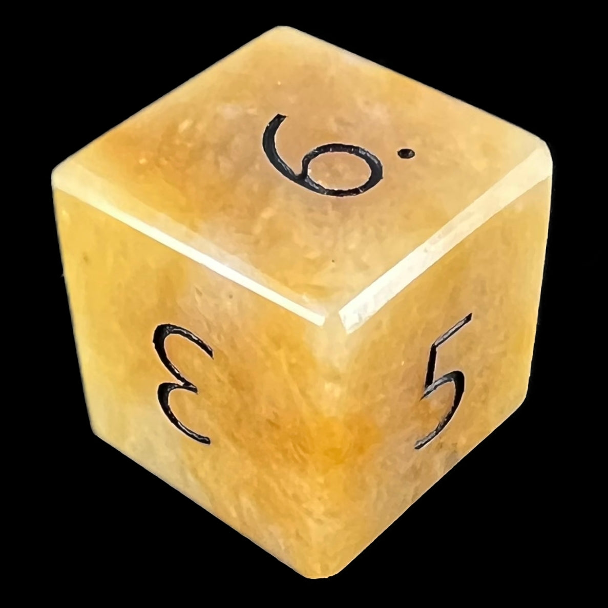 TDSO Gemstone Jade Yellow & Black D6 Dice