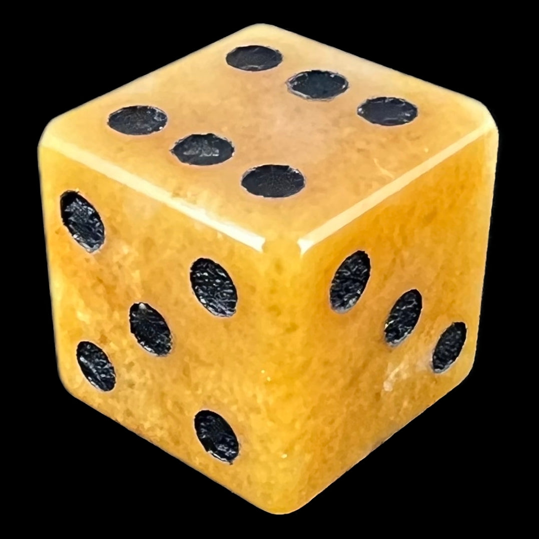 TDSO Gemstone Jade Yellow & Black 6 x D6 Spot Dice Set In Padded Case