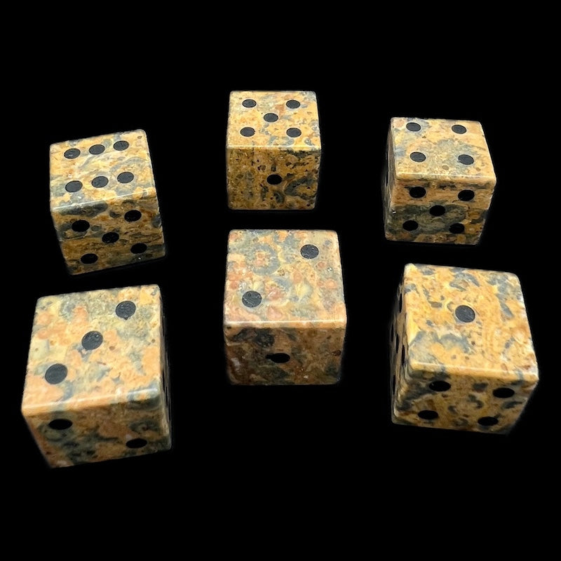 TDSO Gemstone Leopardskin Picture & Black 6 x D6 Dice Set