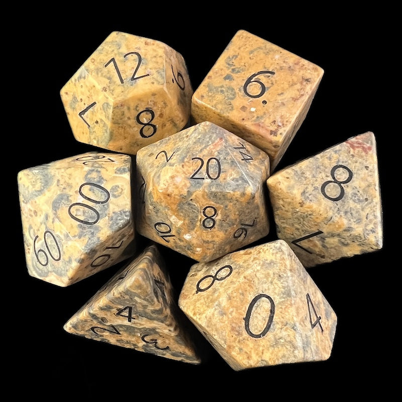 TDSO Gemstone Leopardskin Picture & Black 7 Dice Polyset