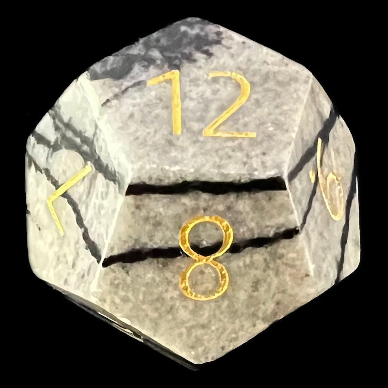 TDSO Gemstone Jasper Spiderweb & Gold D12 Dice