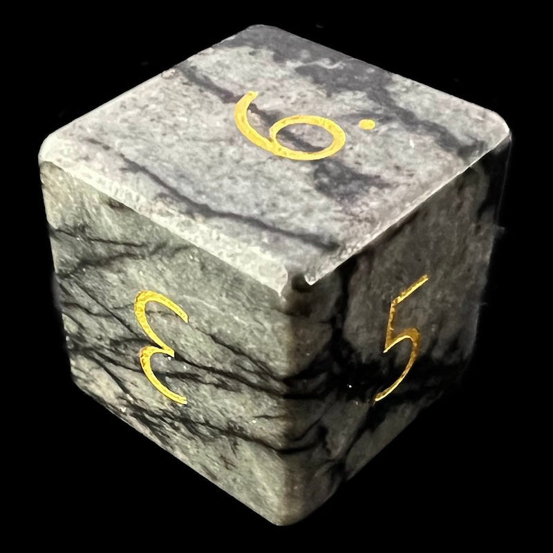 TDSO Gemstone Jasper Spiderweb & Gold D6 Dice
