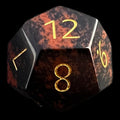 TDSO Gemstone Obsidian Mahogany & Gold D12 Dice