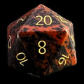 TDSO Gemstone Obsidian Mahogany & Gold D20 Dice