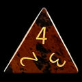 TDSO Gemstone Obsidian Mahogany & Gold D4 Dice