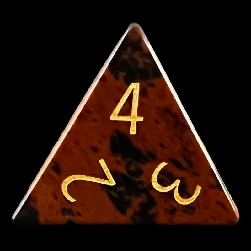 TDSO Gemstone Obsidian Mahogany & Gold D4 Dice