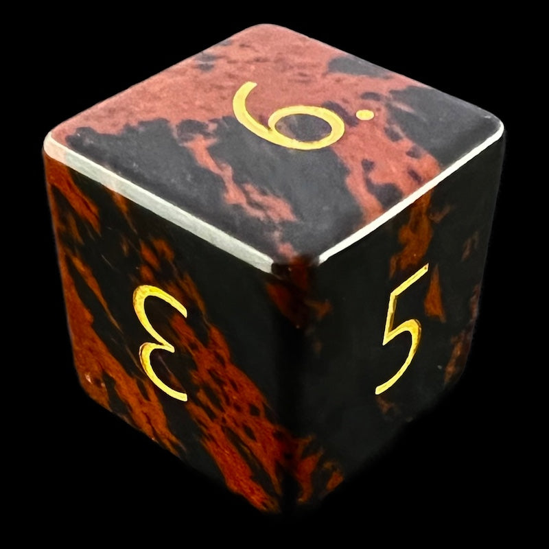 TDSO Gemstone Obsidian Mahogany & Gold D6 Dice