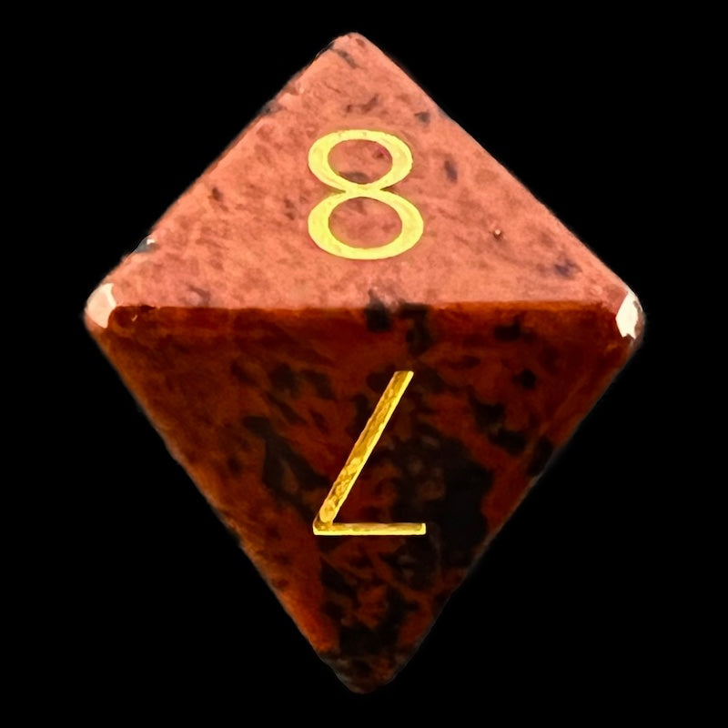 TDSO Gemstone Obsidian Mahogany & Gold D8 Dice