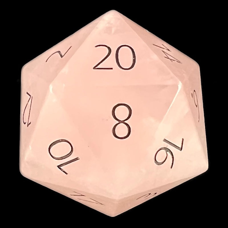 TDSO Gemstone Quartz Rose & Black D20 Dice