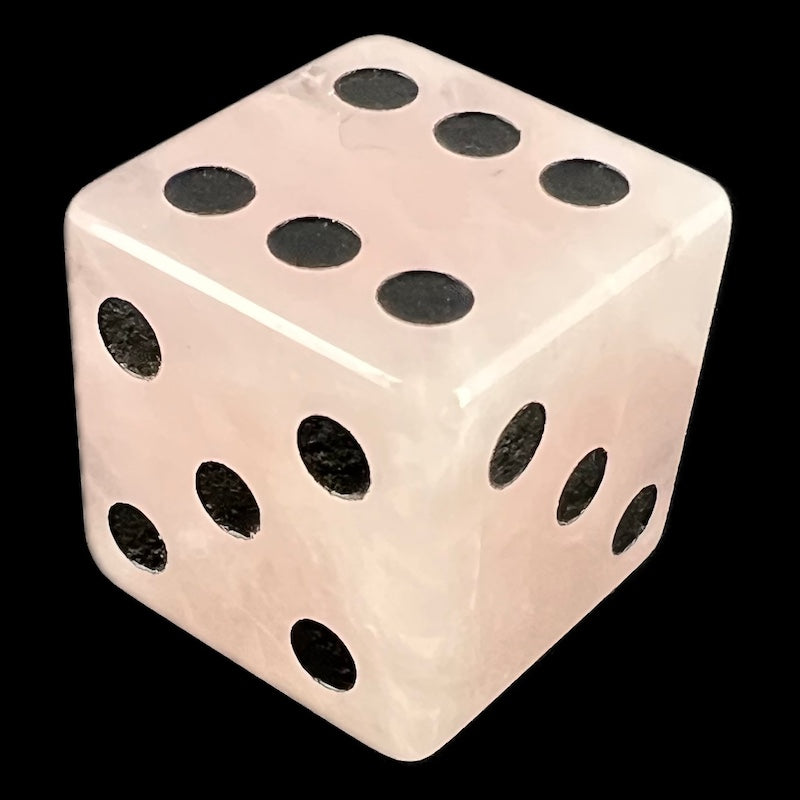 TDSO Gemstone Quartz Rose & Black D6 Spot Dice
