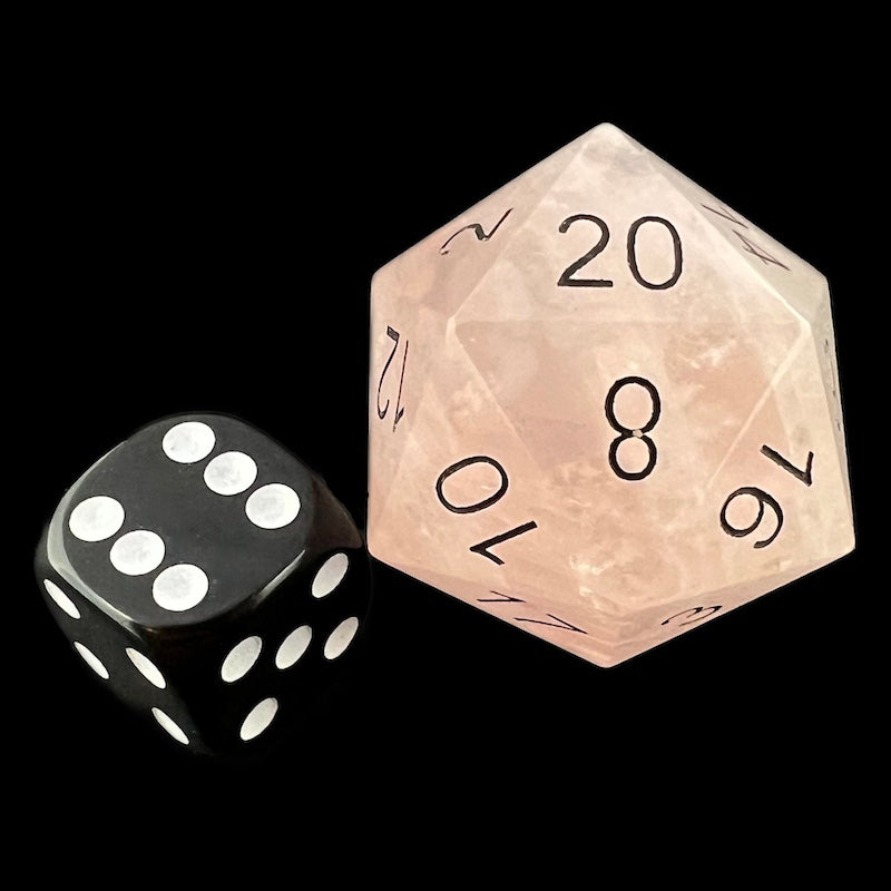 TDSO Gemstone Quartz Rose & Black JUMBO 30mm D20 Dice