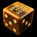 TDSO Gemstone Tiger Eye Gold & Gold 'SPIEL 2026'6 x D6 Spot Dice Set In Padded Case