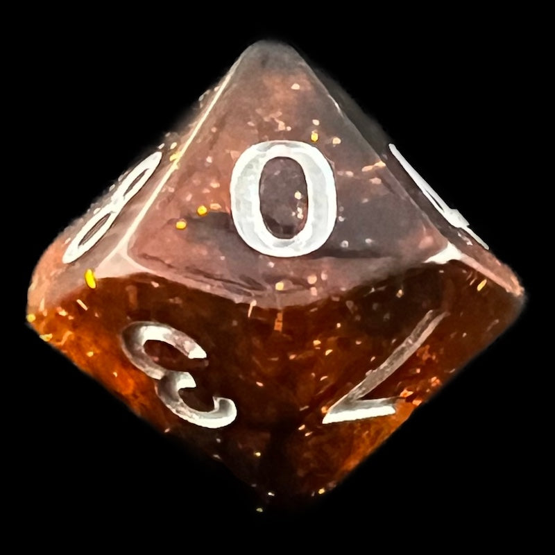 TDSO Glitter Amber D10 Dice