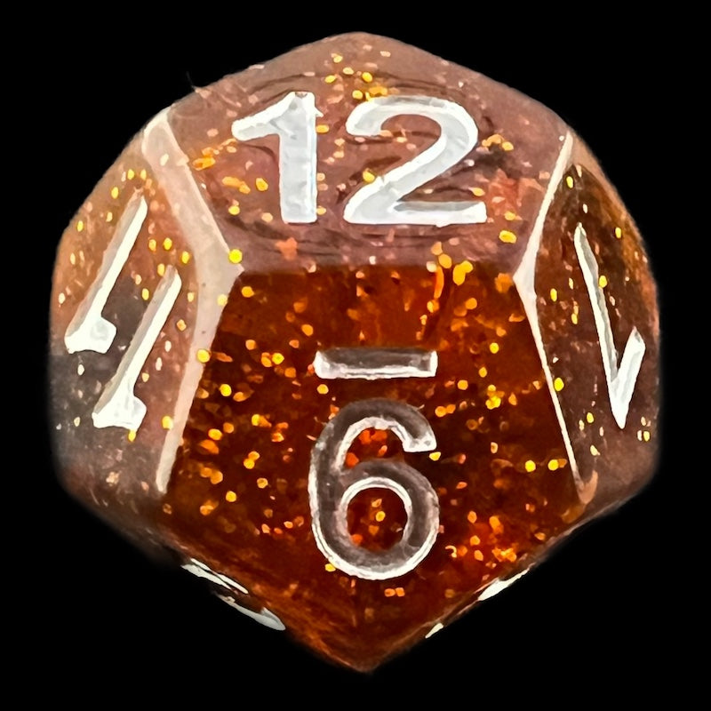 TDSO Glitter Amber D12 Dice